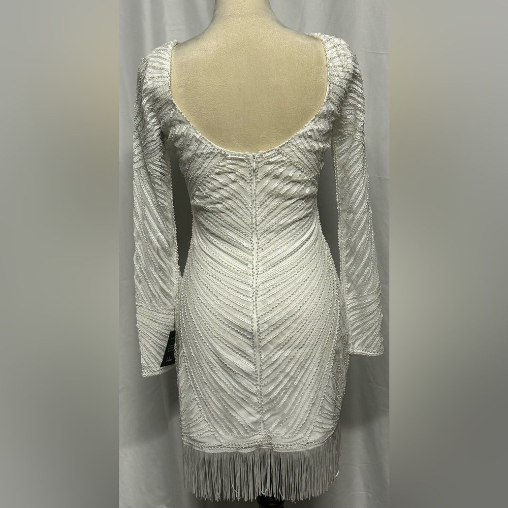 NWT Lulus White Sequin Fringe Mini Dress! - Picture 10 of 14